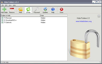 Hide Folders 2.5 screenshot